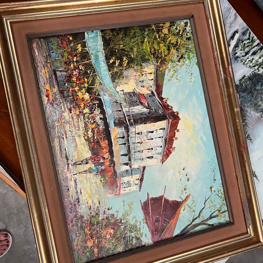 Framed Landscape Painting with Gold Frame